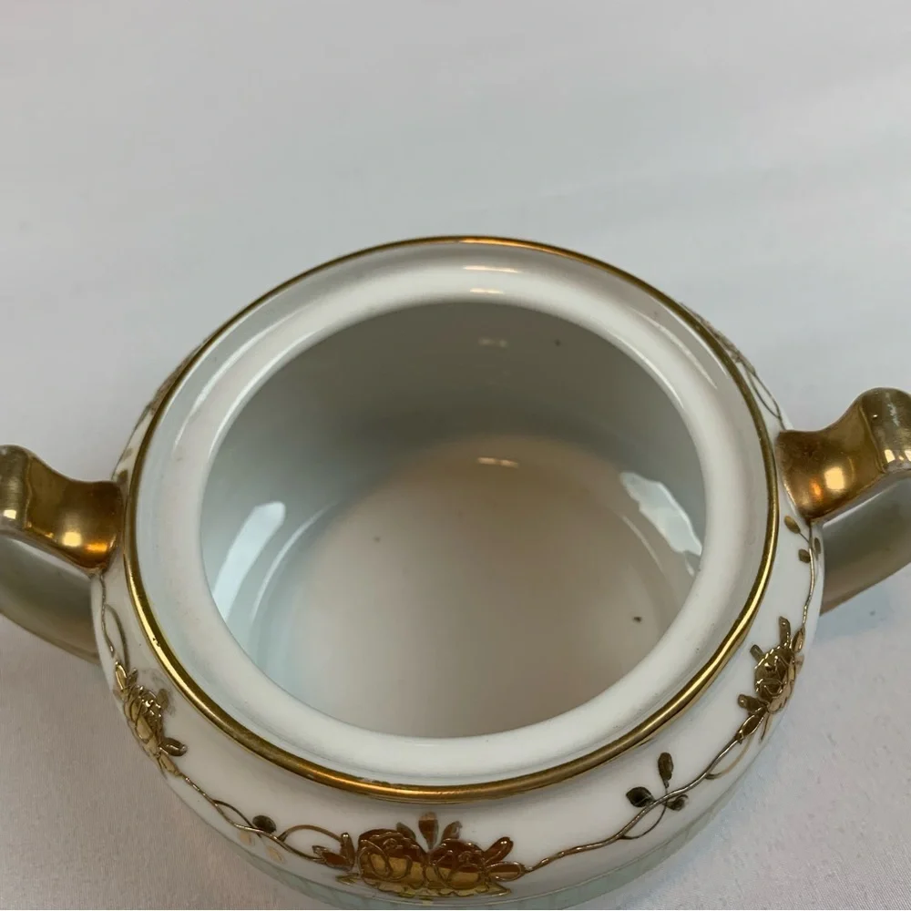 Nippon Hand Painted Moriage Sugar Bowl
